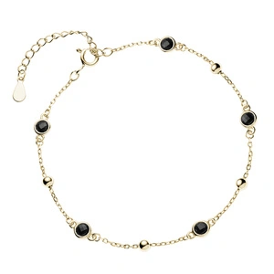 Silver (925) gold-plated bracelet with balls and black zirconias