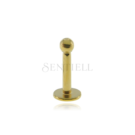 Stainless steel (316L) labret piercing with ball - for lips and chin - golden