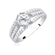 Silver (925) ring with round, white zirconia