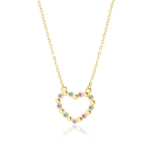 Silver (925) gold-plated necklace - heart with zirconias