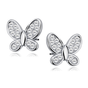 Silver (925) butterfly earrings with zirconia