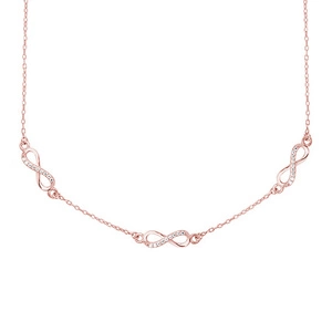 Silver (925) rose gold-plated necklace Infinities with white zirconias