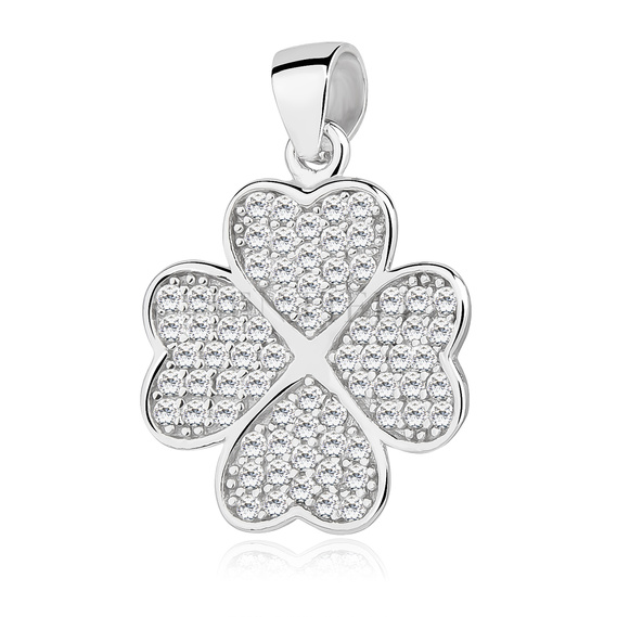 Silver (925) Clover pendant with zirconia