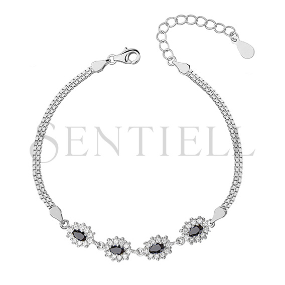 Silver (925) fashionable bracelet with black zirconias