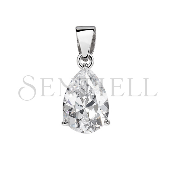 Silver (925) pendant tear-shaped white zirconia - 6mm x 8mm