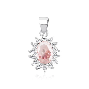 Silver (925) elegant pendant with rhodolite pink zirconia