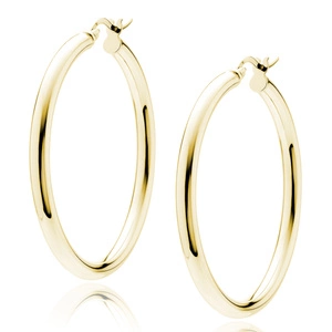 Silver (925) gold-plated earrings hoops - highly polished