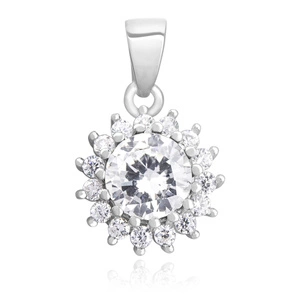 Silver (925) pendant with elegant round white zirconia