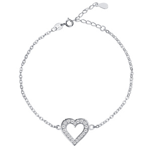 Silver (925) bracelet of celebrities with heart, zirconia