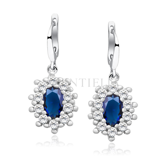 Silver (925) Earrings sapphire colored zirconia