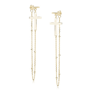 Silver (925) gold-plated earrings cross and chain with balls