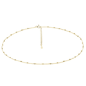 Silver gold-plated necklace (925) diamond cut anchor with balls