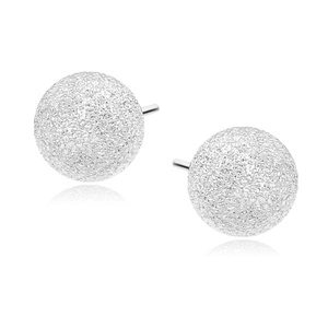 Silver (925) earrings diamond-cut balls 8mm