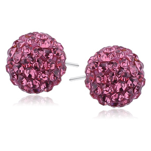 Silver (925) Earrings disco ball 12mm rose