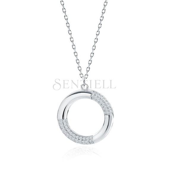 Silver (925) necklace circle with white zirconias