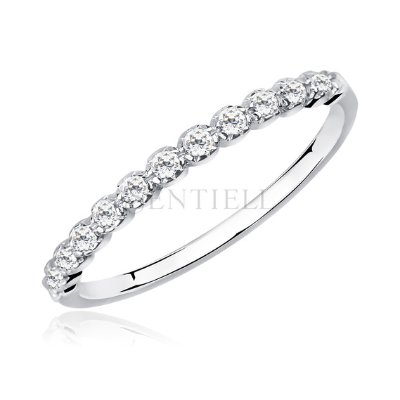 Silver (925) subtle ring with white zirconia