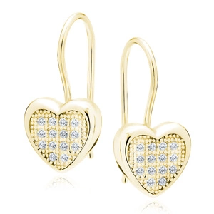 Silver (925) Earrings zirconia microsetting hearts gold-plated