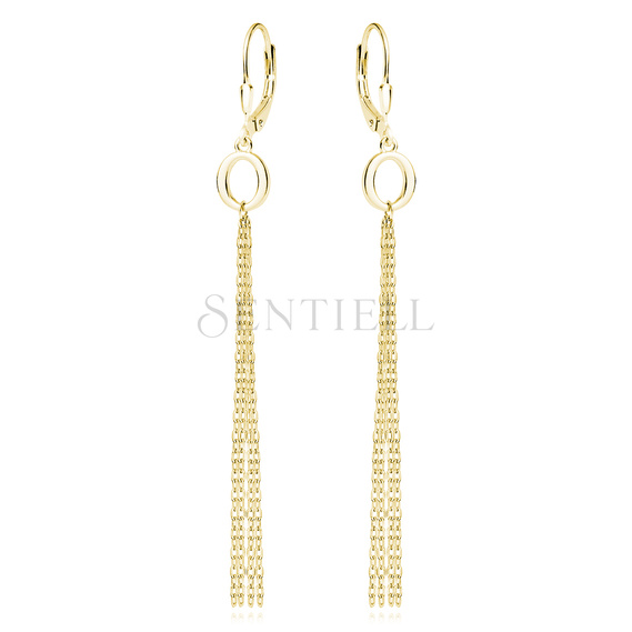 Silver (925) gold-plated earrings - oval with chains