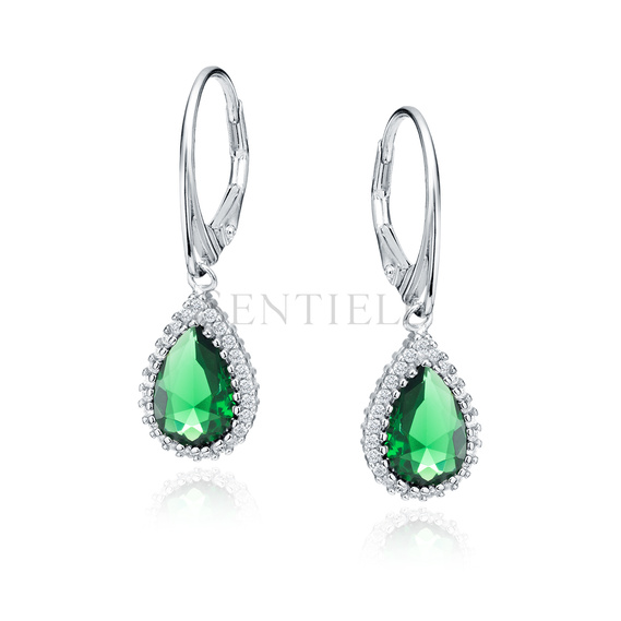 Silver (925) earrings with emerald zirconia