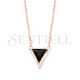 Silver (925) rose gold-plated necklace - triangle with black zirconia