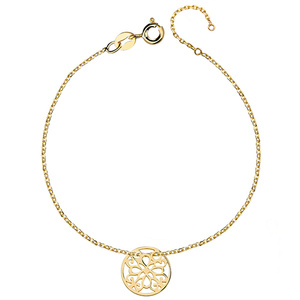 Silver (925) bracelet with open-work circle, gold-plated