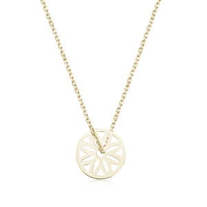 Silver (925) necklace - circle with openwork flower, gold-plated