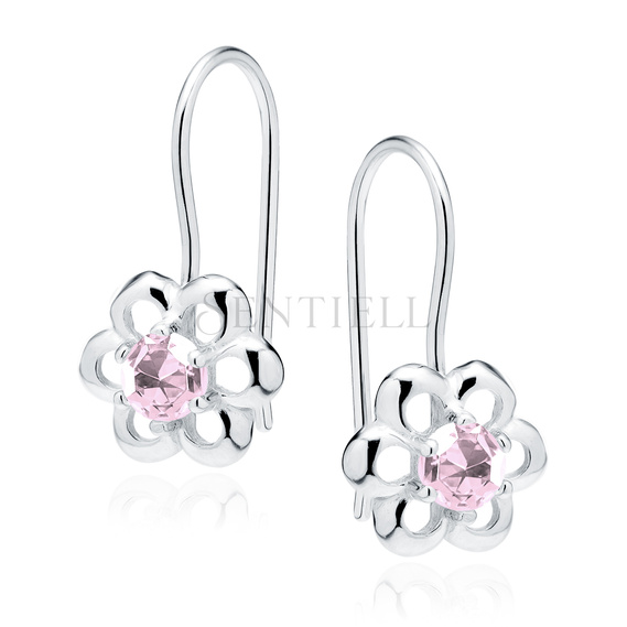 Silver (925) Earrings light pink colored zirconia