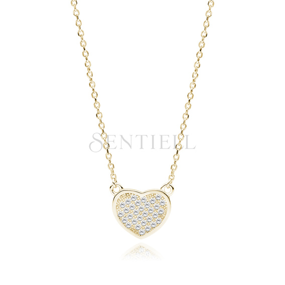 Silver (925) gold -plated necklace - heart with zirconia