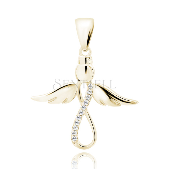 Silver (925) gold-plated pendant with white zirconias - angel and infinity sign