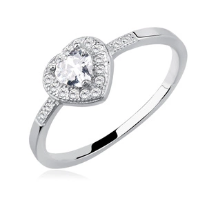 Silver (925) heart ring with white zirconia