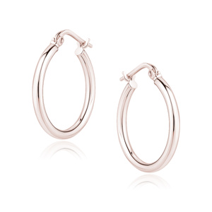 Silver (925) earrings hoops - rose gold-plated, highly polished