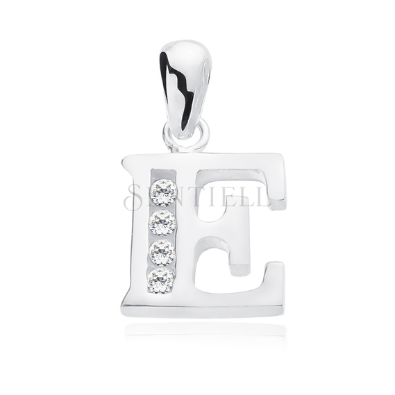 Silver (925) pendant white zirconia - letter E