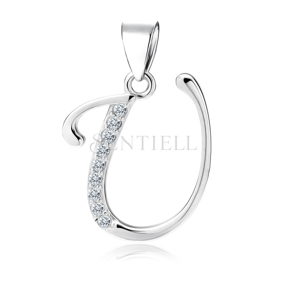 Silver (925) pendant with white zirconias - letter U