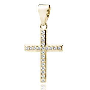 Silver (925) gold-plated pendant cross with zirconia