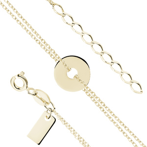 Silver (925) bracelet of celebrities - gold-plated round pendant with double chain