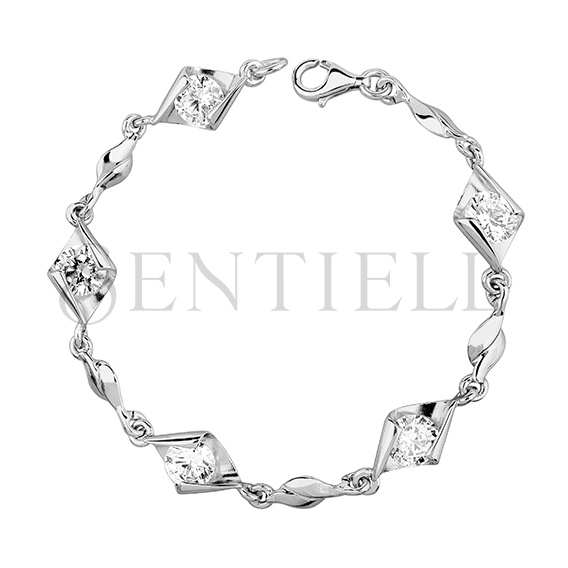 Silver (925) bracelet white zirconia