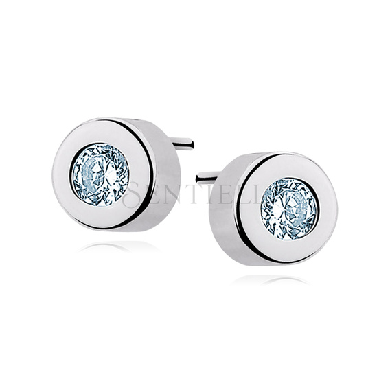 Silver (925) round earrings auamarine zirconia