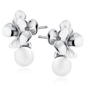 Silver (925) earrings with flower and pearl