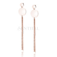 Silver (925) rose gold-plated earrings - circles with chains