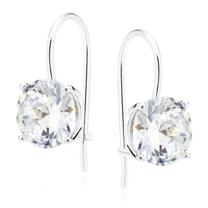 Silver (925) earrings round white zirconia diameter 10mm
