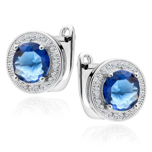 Silver (925) earrings with round sapphire zirconia