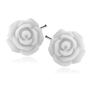 Silver (925) earrings roses - light gray