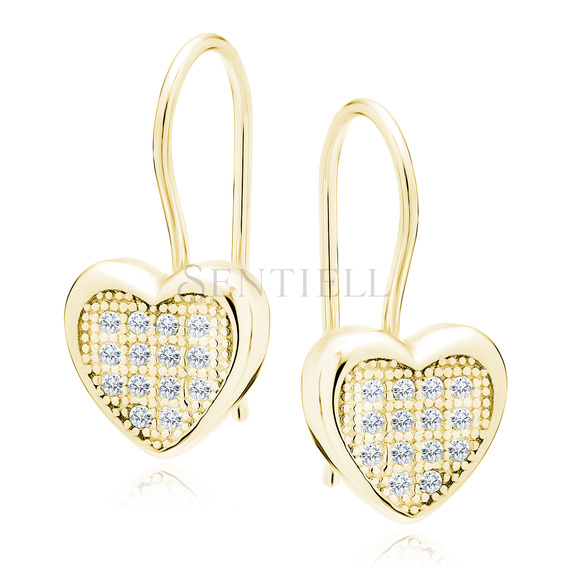 Silver (925) Earrings zirconia microsetting hearts gold-plated