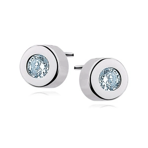 Silver (925) round earrings auamarine zirconia