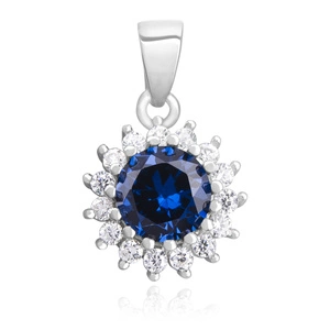 Silver (925) pendant with elegant round sapphire zirconia