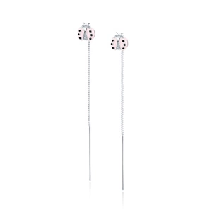 Silver (925) earings - pink ladybug with zirconias