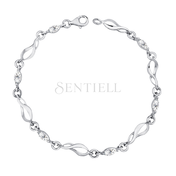 Silver (925) bracelet with white zirconia