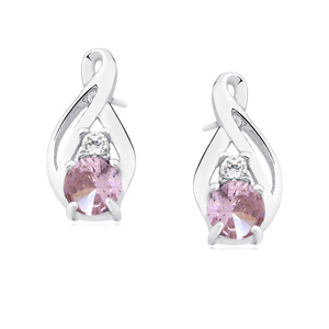Silver (925) earrings with light pink zirconia