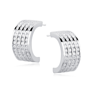 Silver (925)earrings open hoop with zirconia