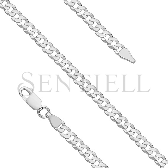 Silver (925) diamond-cut chain - curb extra flat Ø 120 rhodium-plated